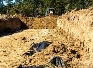 US Army practices digging temporary battlefield graves